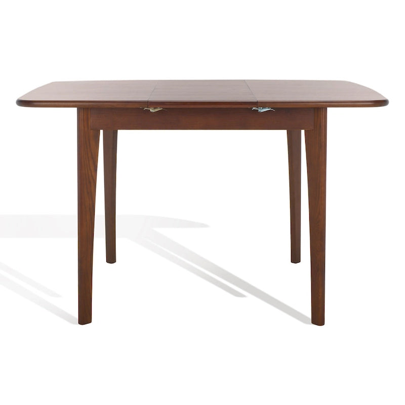 Table à manger extensible Noyer / Chêne naturel avec bords incurvés et pieds compensés, 4-6 places