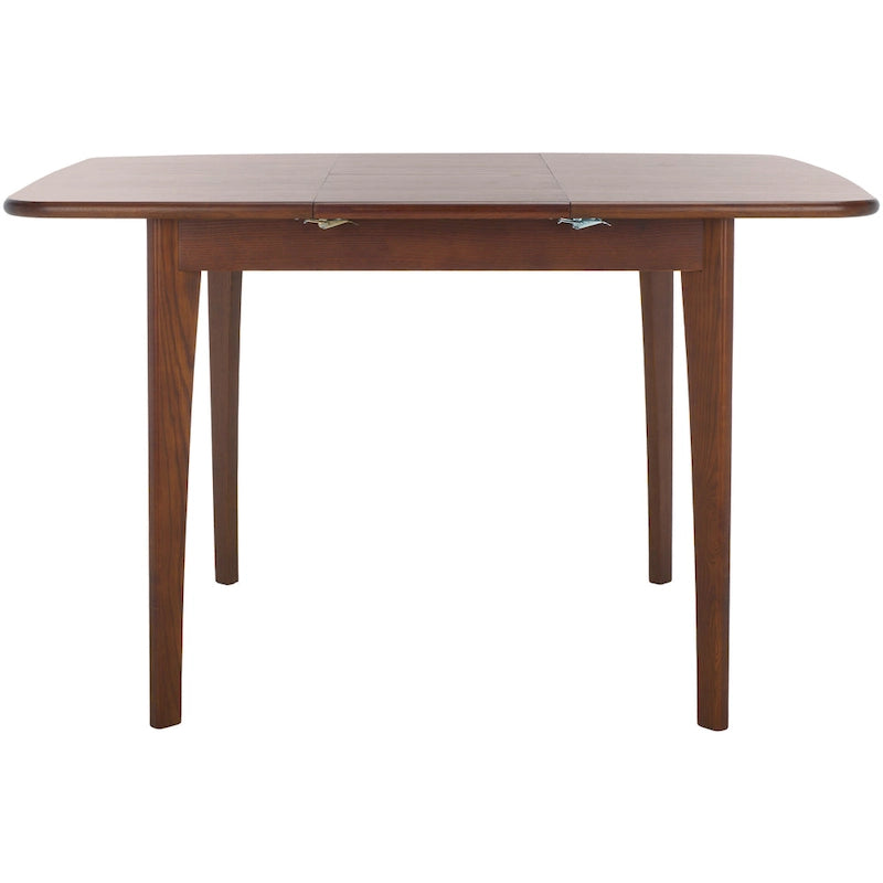 Table à manger extensible Noyer / Chêne naturel avec bords incurvés et pieds compensés, 4-6 places