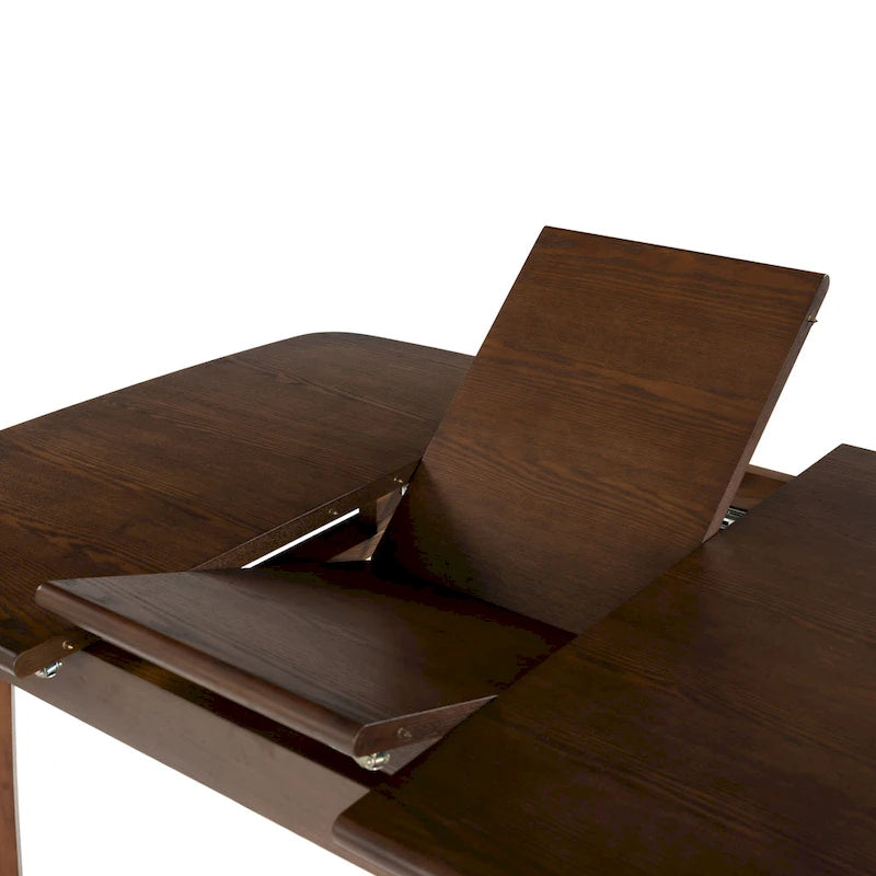 Table à manger extensible Noyer / Chêne naturel avec bords incurvés et pieds compensés, 4-6 places