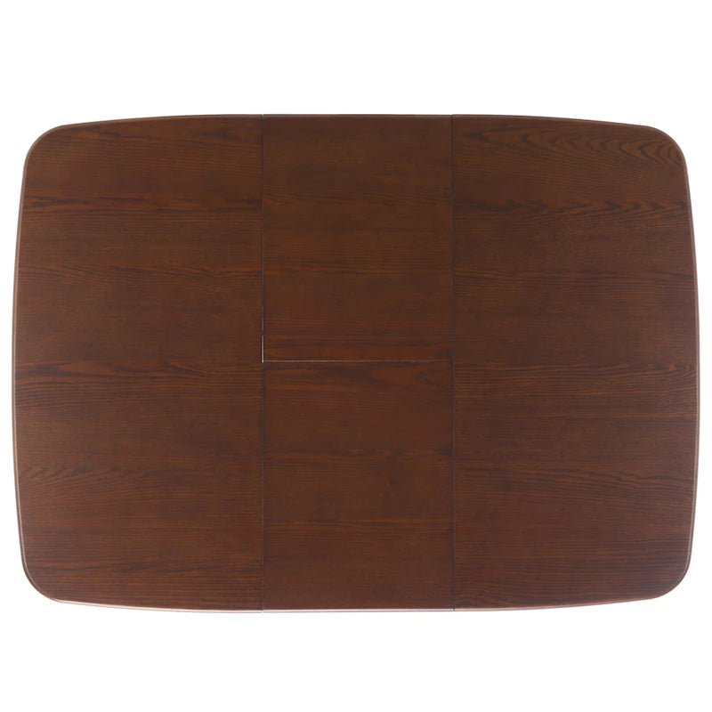 Table à manger extensible Noyer / Chêne naturel avec bords incurvés et pieds compensés, 4-6 places