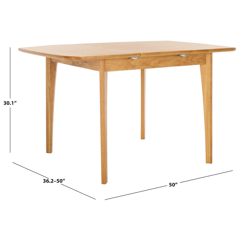 Table à manger extensible Noyer / Chêne naturel avec bords incurvés et pieds compensés, 4-6 places