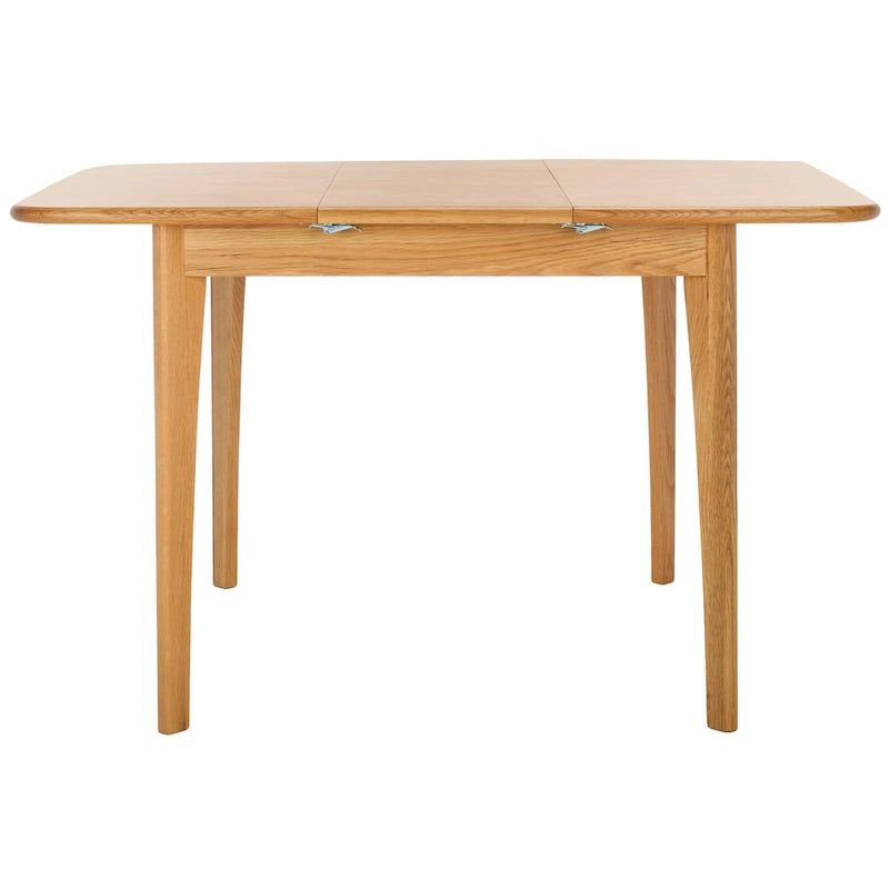 Table à manger extensible Noyer / Chêne naturel avec bords incurvés et pieds compensés, 4-6 places