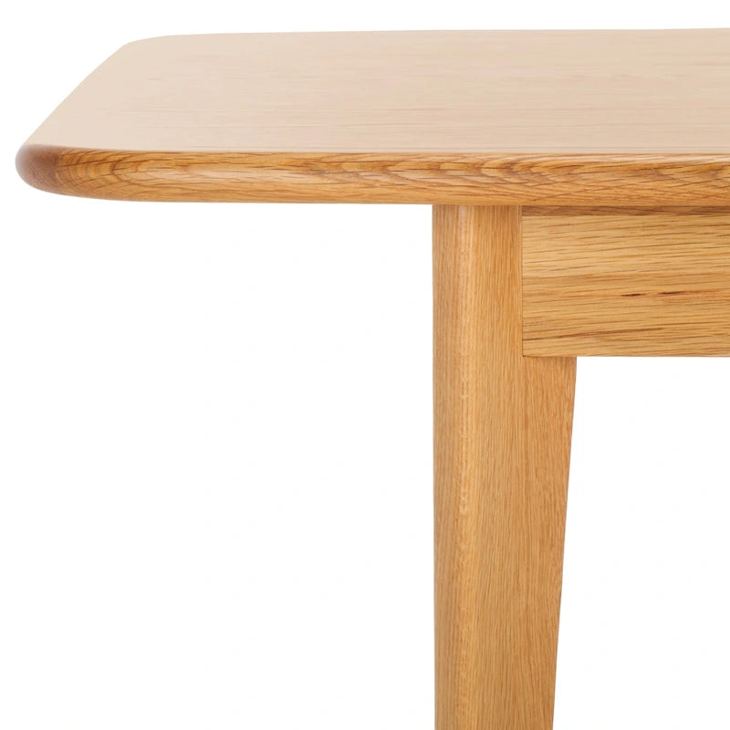 Table à manger extensible Noyer / Chêne naturel avec bords incurvés et pieds compensés, 4-6 places