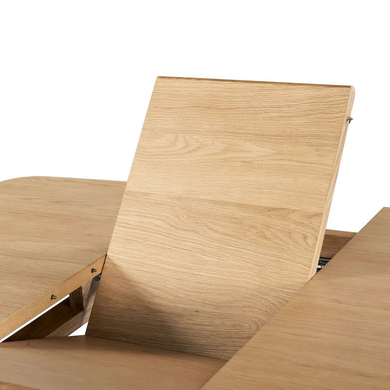Table à manger extensible Noyer / Chêne naturel avec bords incurvés et pieds compensés, 4-6 places