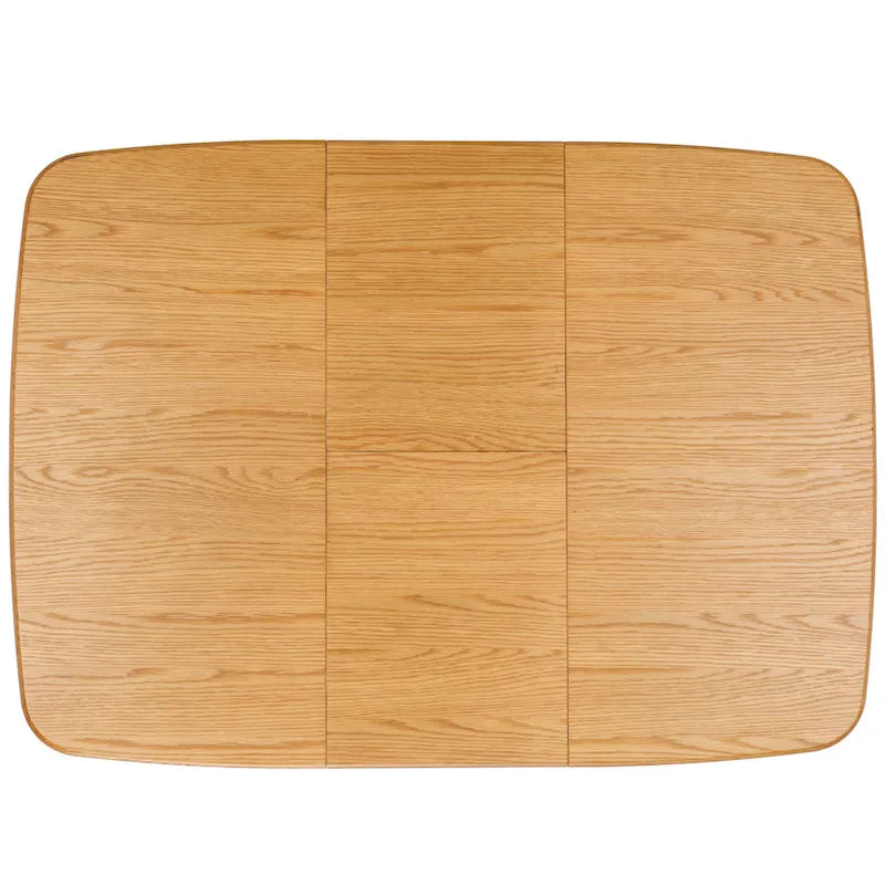 Table à manger extensible Noyer / Chêne naturel avec bords incurvés et pieds compensés, 4-6 places