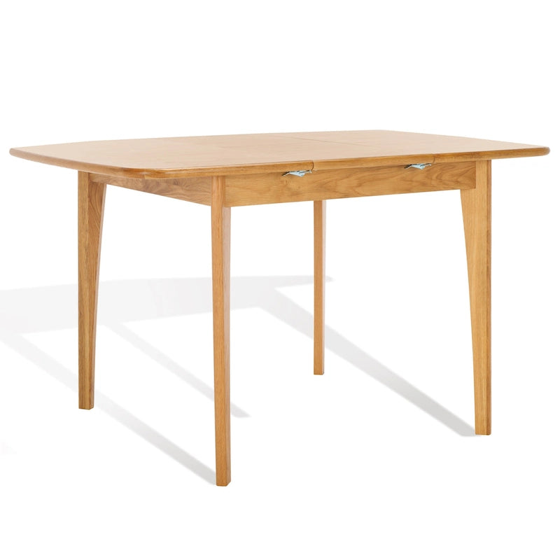 Table à manger extensible Noyer / Chêne naturel avec bords incurvés et pieds compensés, 4-6 places