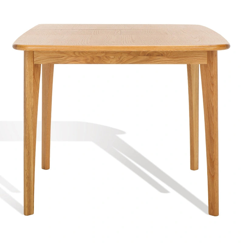 Table à manger extensible Noyer / Chêne naturel avec bords incurvés et pieds compensés, 4-6 places